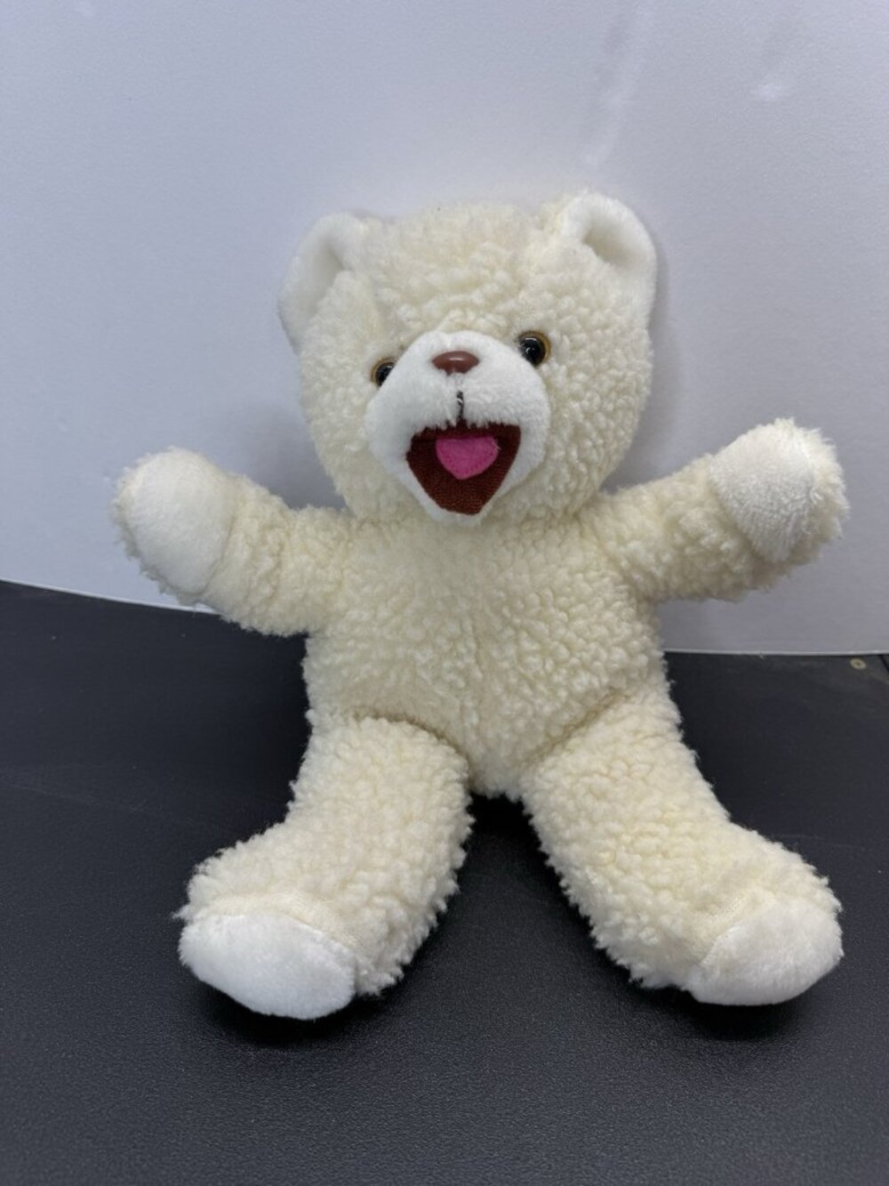 Vintage Animal Playthings Cream Sherpa Teddy Bear Plush Stuffed Animal 1986 13”